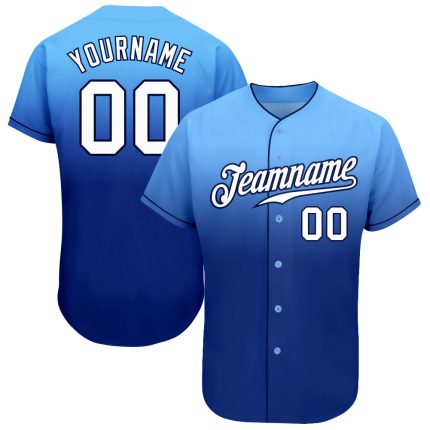 Custom Light Blue White-Royal Fade Baseball Jersey with Personalized Name & Number - Authentic Fashion Team Gear Personalized