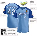 Custom Name and Number Baseball Jersey - Light Blue White-Royal Authentic Raglan Sleeves Personalized Light Blue White-Royal