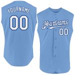 Personalized Authentic Light Blue White-Royal Sleeveless Baseball Jersey Personalized Light Blue White-Royal Authentic Sleeveless