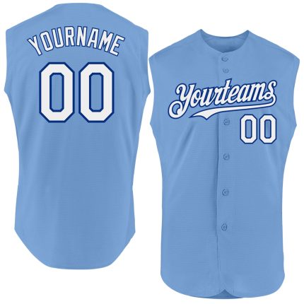Personalized Authentic Light Blue White-Royal Sleeveless Baseball Jersey Personalized Light Blue White-Royal Authentic Sleeveless