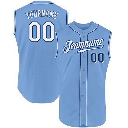 Custom Light Blue White-Royal Personalized Baseball Jersey with Name and Number - Authentic Sleeveless Team Apparel Personalized