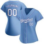 Custom Name and Number Authentic Light Blue White-Royal Softball Jersey - Personalized Team Apparel Personalized Light Blue