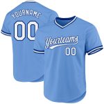 Custom Light Blue White-Royal Baseball Jersey with Name and Number - Authentic Throwback Team Style Personalized Light Blue