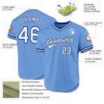 Custom Light Blue White-Royal Baseball Jersey with Name and Number - Authentic Throwback Team Style Personalized Light Blue