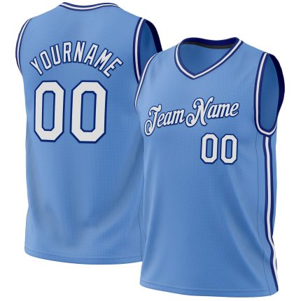 Light Blue White-Royal Personalized Authentic Throwback Basketball Jersey Personalized Light Blue White-Royal Authentic Throwback