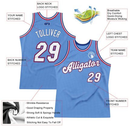 Custom Team Name Number Basketball Jersey - Personalized Light Blue White-Royal Throwback Design Personalized Light Blue