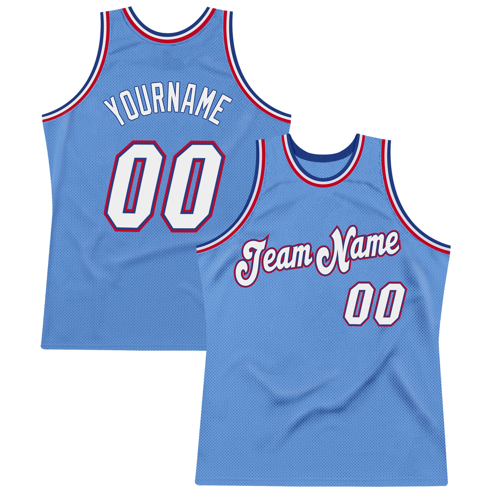 Custom Team Name Number Basketball Jersey - Personalized Light Blue White-Royal Throwback Design Personalized Light Blue