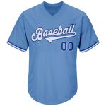 Custom Light Blue Baseball Jersey Shirt with Personalized Name & Number - Authentic Throwback Rib-Knit Team Apparel Personalized