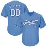 Custom Light Blue Baseball Jersey Shirt with Personalized Name & Number - Authentic Throwback Rib-Knit Team Apparel Personalized