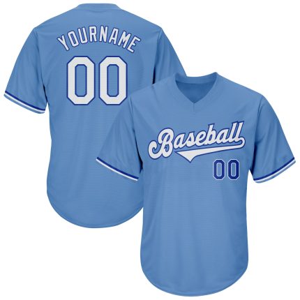 Custom Light Blue Baseball Jersey Shirt with Personalized Name & Number - Authentic Throwback Rib-Knit Team Apparel Personalized