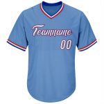 Personalized Light Blue White-Royal Baseball Jersey Shirt - Authentic Throwback Rib-Knit Design Personalized Light Blue White-Royal