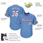 Personalized Light Blue White-Royal Baseball Jersey Shirt - Authentic Throwback Rib-Knit Design Personalized Light Blue White-Royal