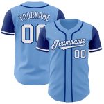 Custom Name Number Two Tone Baseball Jersey - Personalized Light Blue White-Royal Authentic Team Jersey Personalized Light