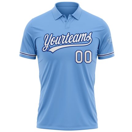 Custom Name and Number Light Blue White-Royal Golf Polo Shirt - Performance Vapor Team Apparel Personalized Light Blue White-Royal