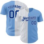 Personalized Custom Name and Number Light Blue White-Royal Pinstripe Baseball Jersey - Authentic Split Fashion Jersey Personalized