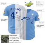 Personalized Custom Name and Number Light Blue White-Royal Pinstripe Baseball Jersey - Authentic Split Fashion Jersey Personalized