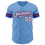 Personalized Authentic Baseball Jersey in Light Blue White and Royal Red Personalized Light Blue White Royal-Red Authentic