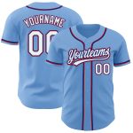 Custom Name and Number Authentic Baseball Jersey - Light Blue White Royal Red Personalization Personalized Light Blue White