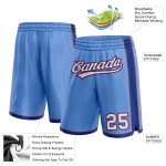 Custom Name and Number Authentic Basketball Shorts - Light Blue with White and Royal Red Personalized Light Blue White Royal-Red