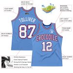 Personalized Custom Basketball Jersey with Name & Number, Light Blue White Royal Red Authentic Throwback Design Personalized