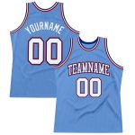 Personalized Custom Basketball Jersey with Name & Number, Light Blue White Royal Red Authentic Throwback Design Personalized