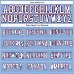 Custom Team Performance T-Shirt with Name and Number - Light Blue White Royal-Red Long Sleeve Personalized Light Blue White