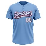 Custom Name Number Softball Jersey Unisex Two-Button Light Blue White Royal Red - Personalized Team Apparel Personalized