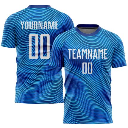 Custom Name and Number Personalized Light Blue White-Royal Soccer Jersey Uniform Personalized Light Blue White-Royal Sublimation