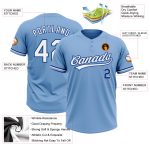 Custom Name and Number Unisex Softball Jersey - Light Blue White-Royal Two-Button Design Personalized Light Blue White-Royal