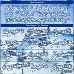 Custom Name & Number Light Blue White-Royal Winter Landscape 3D Pattern Bomber Varsity Letterman Jacket with Snowy Trees