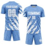 Personalized Light Blue White Sublimation Soccer Jersey for Adults & Kids Personalized Light Blue White Sublimation Soccer