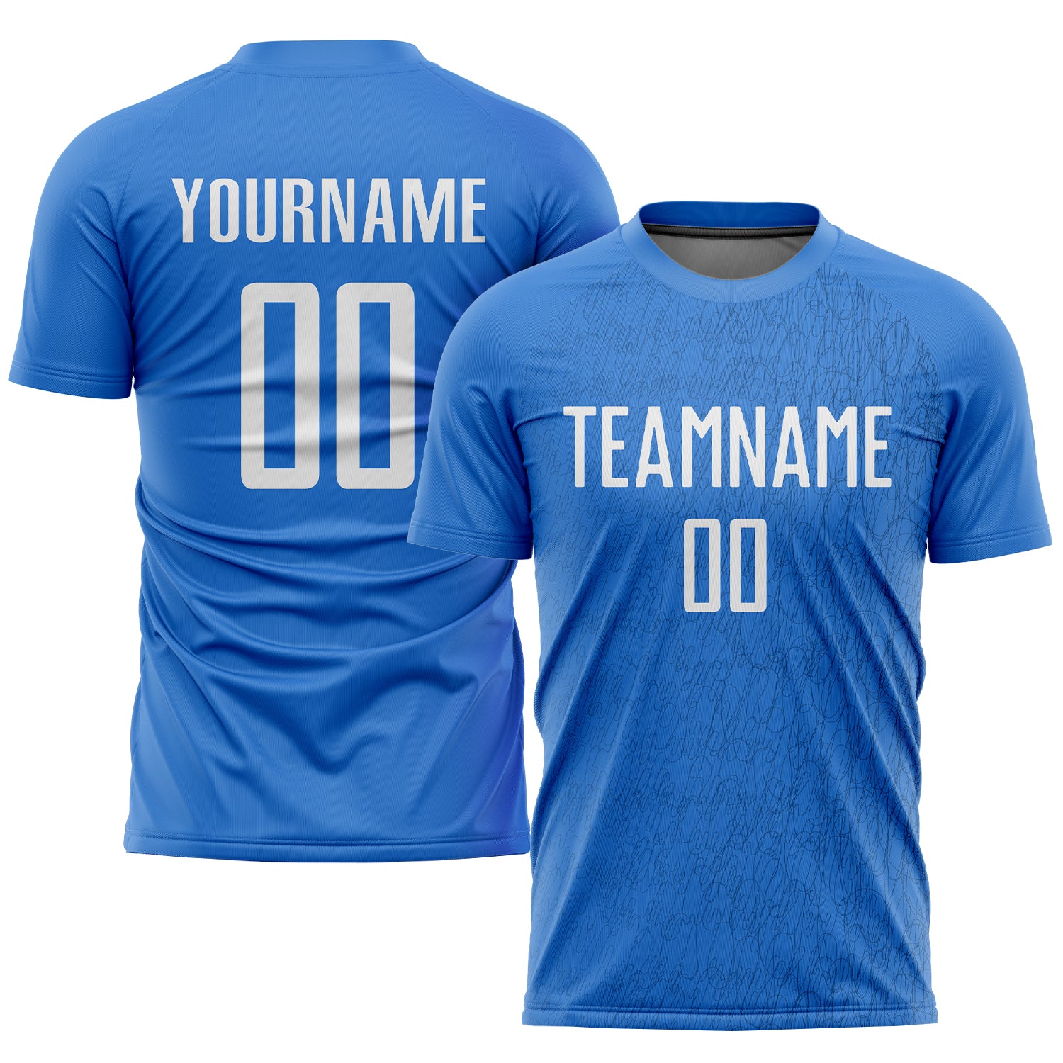 Custom Name and Number Personalized Light Blue White Soccer Jersey Uniform Personalized Light Blue White Sublimation Soccer