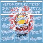 Custom Team Name Number 3D Bomber Varsity Letterman Jacket Light Blue White Tie Dye Skull Fashion Personalized Light Blue