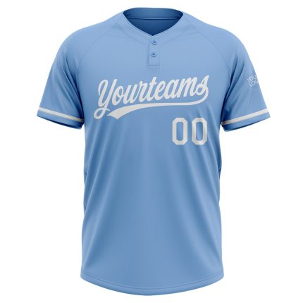 Personalized Light Blue White Unisex Softball Jersey - Two-Button Design, Soft Fabric, Comfortable Fit Personalized Light