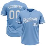 Personalized Light Blue White Unisex Softball Jersey - Two-Button Design, Soft Fabric, Comfortable Fit Personalized Light