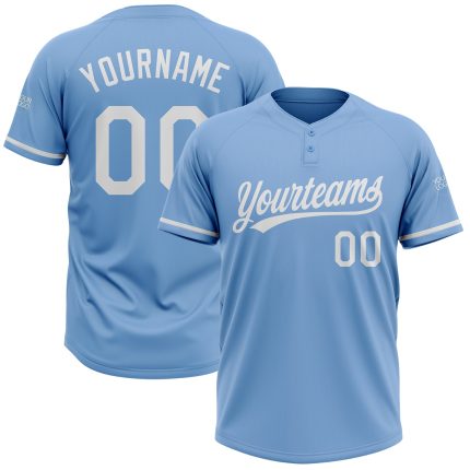 Personalized Light Blue White Unisex Softball Jersey - Two-Button Design, Soft Fabric, Comfortable Fit Personalized Light