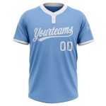 Custom Name and Number Light Blue White Unisex Softball Jersey - Personalized Two-Button Team Gear Personalized Light Blue