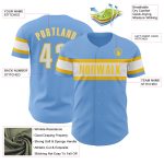 Personalized Light Blue White Yellow Baseball Jersey - Authentic Sports Apparel Personalized Light Blue White-Yellow Authentic