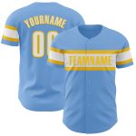 Personalized Light Blue White Yellow Baseball Jersey - Authentic Sports Apparel Personalized Light Blue White-Yellow Authentic