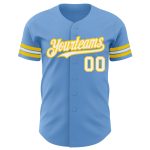 Custom Team Baseball Jersey - Personalized Light Blue Yellow Authentic with Name & Number Personalized Light Blue White-Yellow
