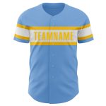 Personalized Light Blue White Yellow Baseball Jersey - Authentic Sports Apparel Personalized Light Blue White-Yellow Authentic