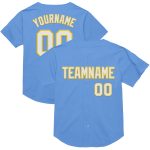 Personalized Light Blue Yellow White Mesh Baseball Jersey - Authentic Throwback Design Personalized Light Blue White-Yellow