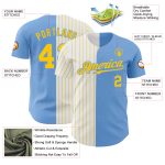 Custom Name and Number Baseball Jersey - Personalized Light Blue White-Yellow Pinstripe Authentic Fashion Jersey Personalized