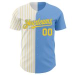 Custom Name and Number Baseball Jersey - Personalized Light Blue White-Yellow Pinstripe Authentic Fashion Jersey Personalized