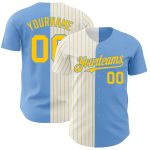 Custom Name and Number Baseball Jersey - Personalized Light Blue White-Yellow Pinstripe Authentic Fashion Jersey Personalized