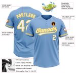 Custom Name Number Softball Jersey Unisex Light Blue Yellow Two-Button Design - Personalized Team Apparel Personalized Light