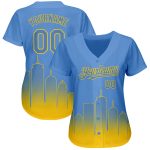 Custom Name & Number 3D Boston City Edition Baseball Jersey - Light Blue Yellow Fade Authentic Fashion Jersey Personalized