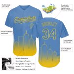 Custom Name & Number 3D Boston City Edition Baseball Jersey - Light Blue Yellow Fade Authentic Fashion Jersey Personalized