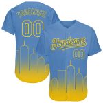 Custom Name & Number 3D Boston City Edition Baseball Jersey - Light Blue Yellow Fade Authentic Fashion Jersey Personalized