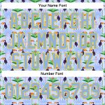 Personalized 3D Toucan Baseball Jersey with Tropical Palm Leaves - Light Blue Yellow Custom Name and Number Personalized